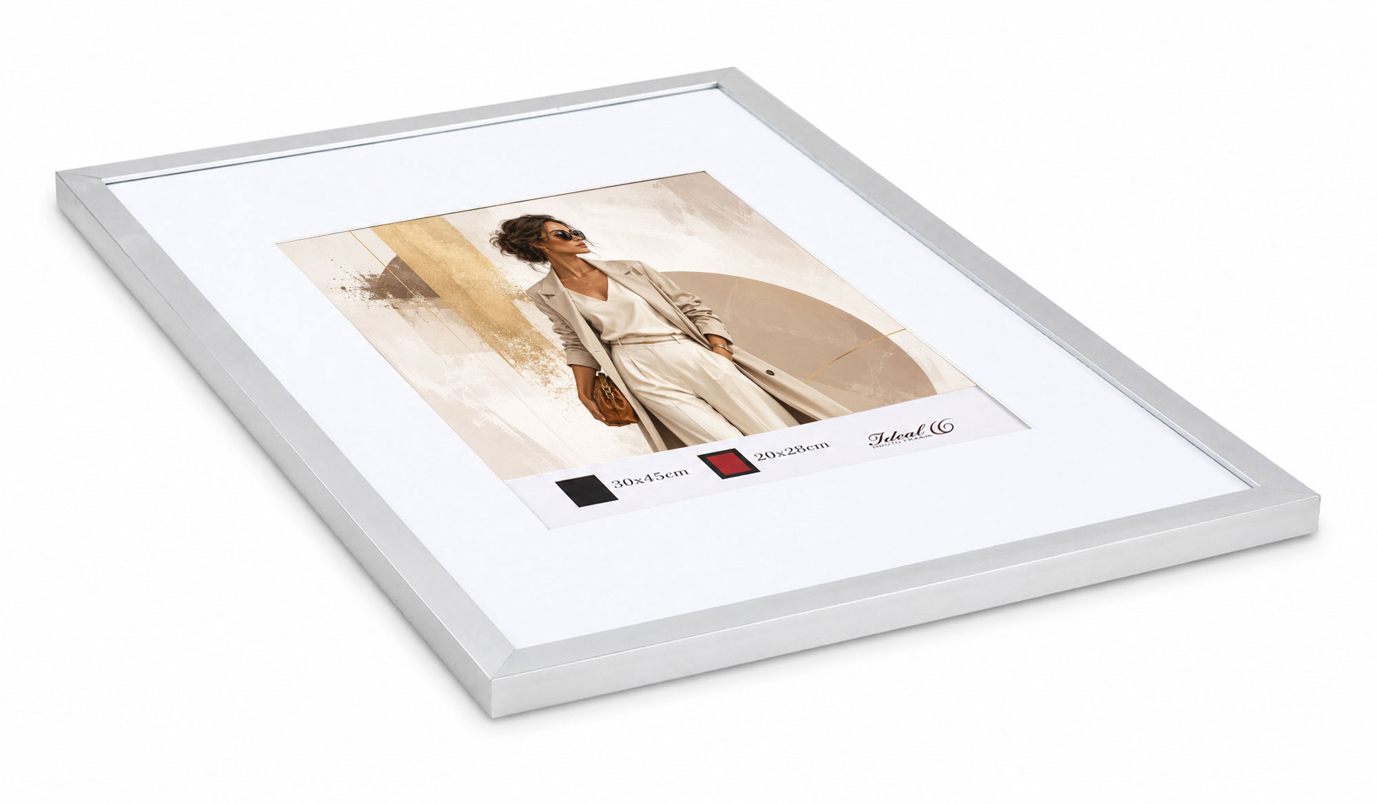 Kunststoff Bilderrahmen Modern Style mit gehärtetem Glas & Passepartout Blockprofil Collage Foto Rahmen Wanddeko für Fotowand - Farbe: Silber | Format: 30x45 | Pack: 3