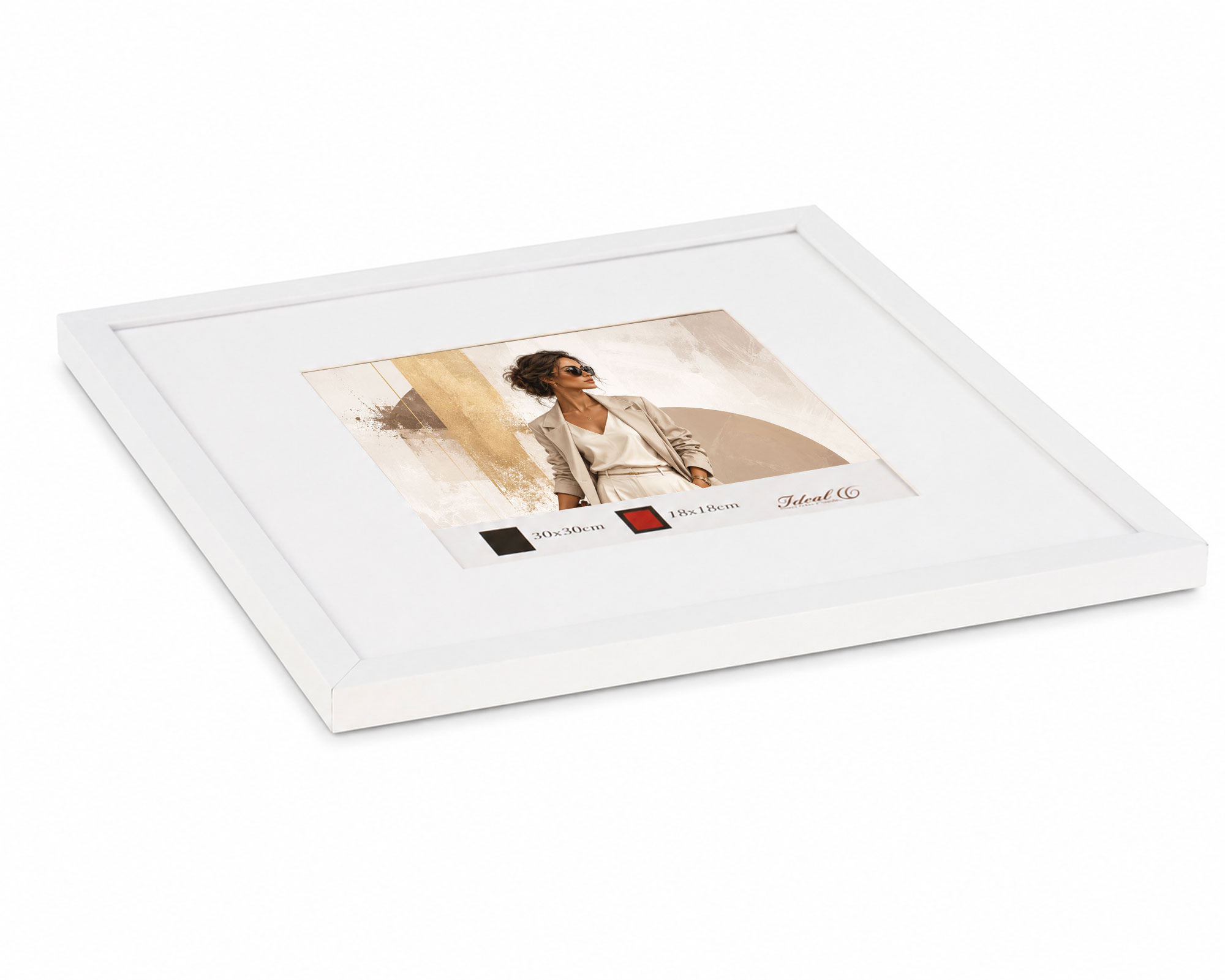 Kunststoff Bilderrahmen Modern Style mit gehärtetem Glas & Passepartout Blockprofil Collage Foto Rahmen Wanddeko für Fotowand - Farbe: Weiß | Format: 30x30 | Pack: 10