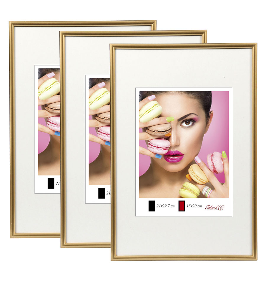 2er 3er 5er Pack Photo Style Set Bilderrahmen Wanddeko Collage Poster Kunststoff Rahmen - Pack: 3er | Farbe: Gold | Format: 30x40
