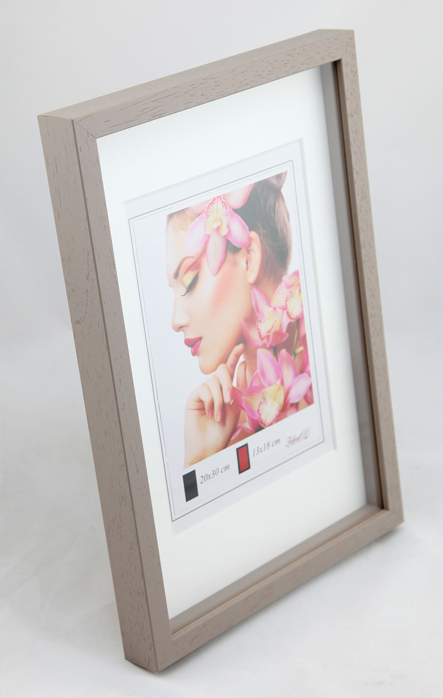 3D Objektrahmen Holz Bilderrahmen Wanddeko Collage Poster Shirt Trikot Rahmen HR - Farbe: Taupe | Format: 30x40