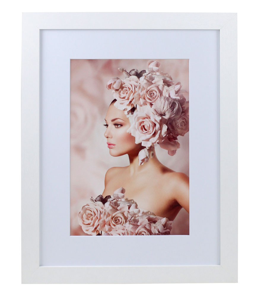 Bilderrahmen Holz Rahmen Plexi Acryl Collage Wanddeko Poster quadratisch S215 - Farbe: Weiß | Format: 29,7x42 A3