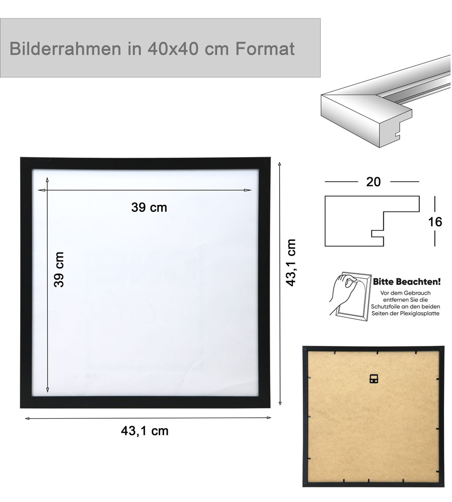 Bilderrahmen Hekla Holzrahmen Posterrahmen Picture Frame Collage Poster Foto Rahmen - Farbe: Bronze | Format: 40x40