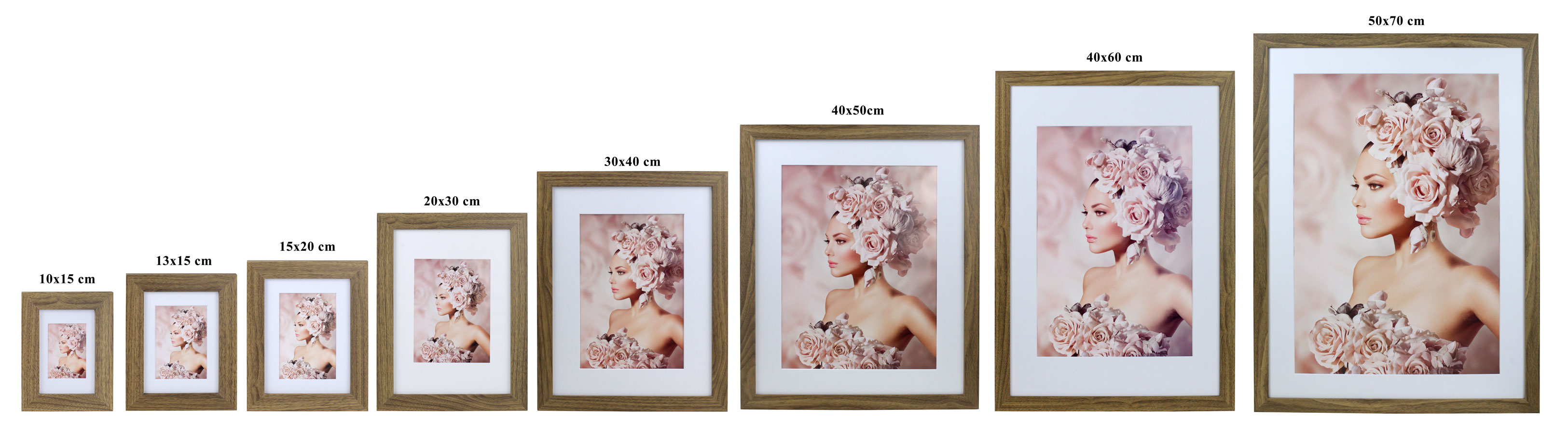 Bilderrahmen Holz Rahmen Plexi Acryl Collage Wanddeko Poster quadratisch S215 - Farbe: Eiche | Format: 40x50