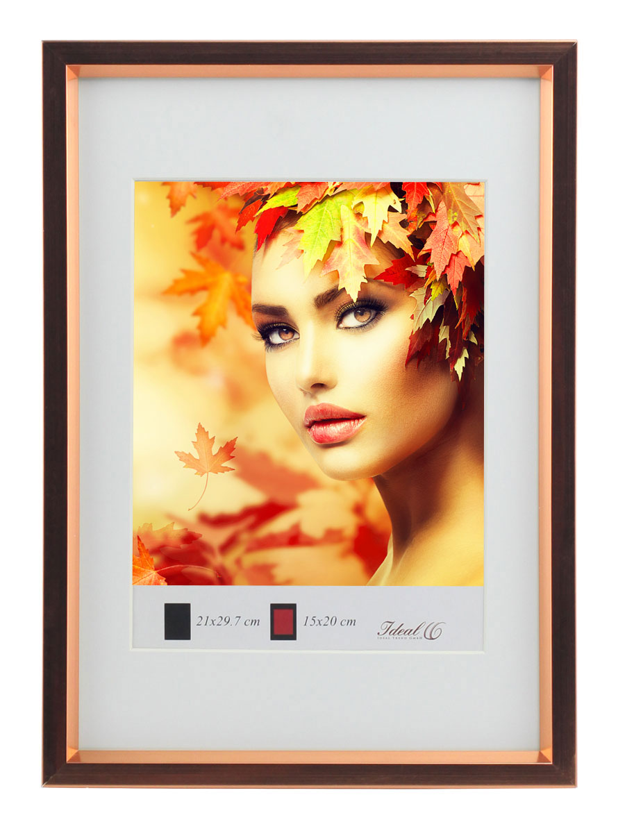 HS Kunststoff Bilderrahmen Schrägschnittpassepartout Bilder Foto Rahmen - Farbe: Rose Gold | Format: 40x40