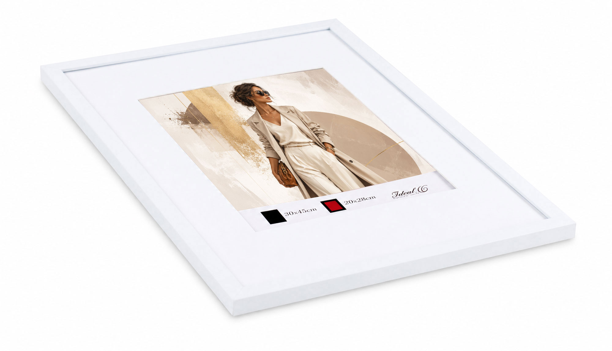Kunststoff Bilderrahmen Modern Style mit gehärtetem Glas & Passepartout Blockprofil Collage Foto Rahmen Wanddeko für Fotowand - Farbe: Weiß | Format: 30x45 | Pack: 5