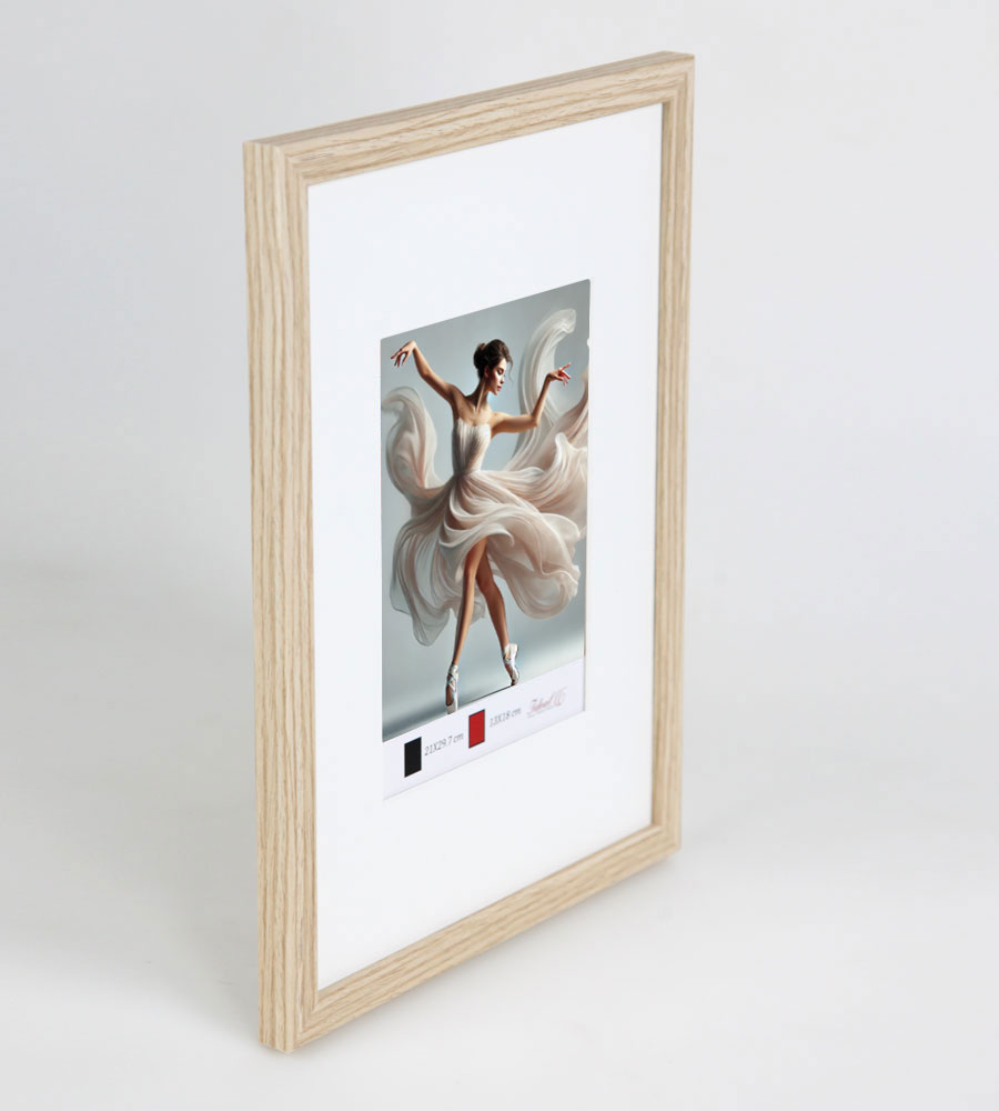 Holzbilderrahmen mit Passepartout Elegantes Design Foto Rahmen Collage Wanddeko HR-5 Poster - Farbe: Eiche | Format: 21x29,7 DIN A4