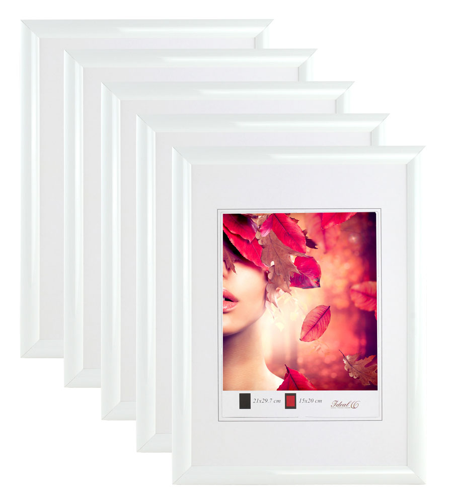 3er 5er Pack Art Line Kunststoff Bilderrahmen Wanddeko Collage Poster Fotorahmen Bildträger - Pack: 5er | Farbe: Weiß | Format: 40x40