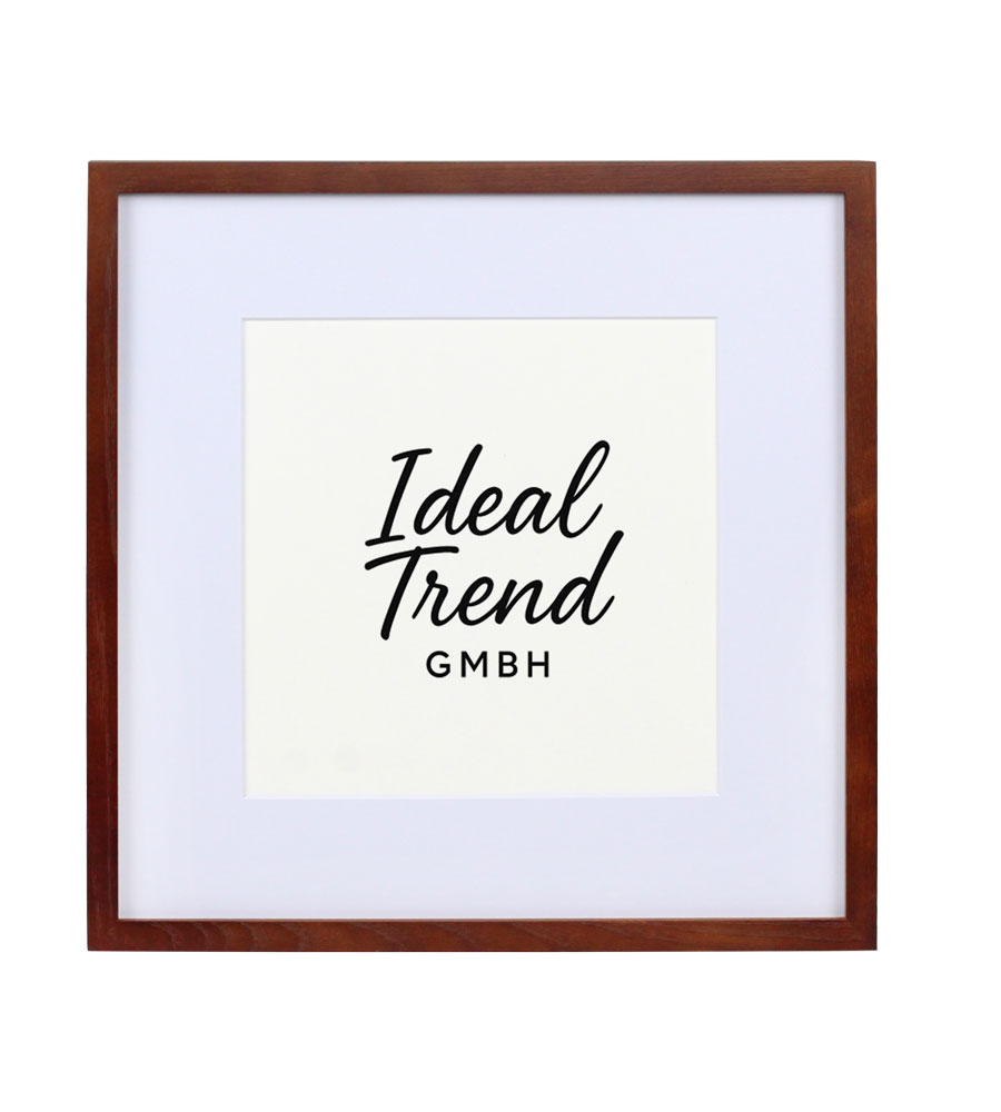 Bilderrahmen Massivholz Eiche mit Passepartout & gehärtetem Echtglas Oak wood frame Tempered glass HR-12 - Farbe: Braun | Format: 30x30