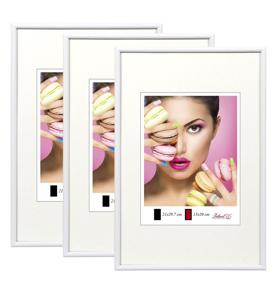2er 3er 5er Pack Photo Style Set Bilderrahmen Wanddeko Collage Poster Kunststoff Rahmen - Pack: 3er | Farbe: Weiß | Format: 30x40
