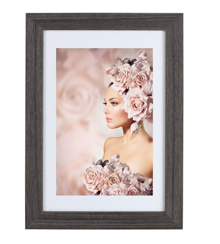Bilderrahmen Holz Rahmen Plexi Acryl Collage Wanddeko Poster quadratisch S215 - Farbe: Grau | Format: 29,7x42 A3