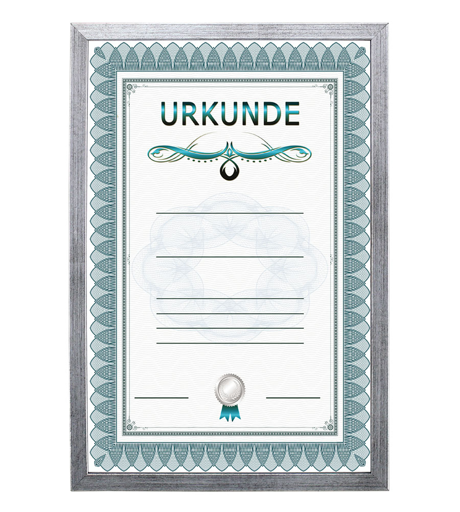 Holz Dokument Bilderrahmen Urkunde Diplom Foto Rahmen Plexi S111 Poster - Farbe: Silber | Format: 21x29,7 A4