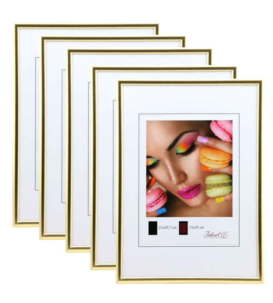 New Lifestyle Set Bilderrahmen Wanddeko Collage Poster Rahmen 2er 3er 5er Pack - Pack: 5er | Farbe: Gold | Format: 30x30