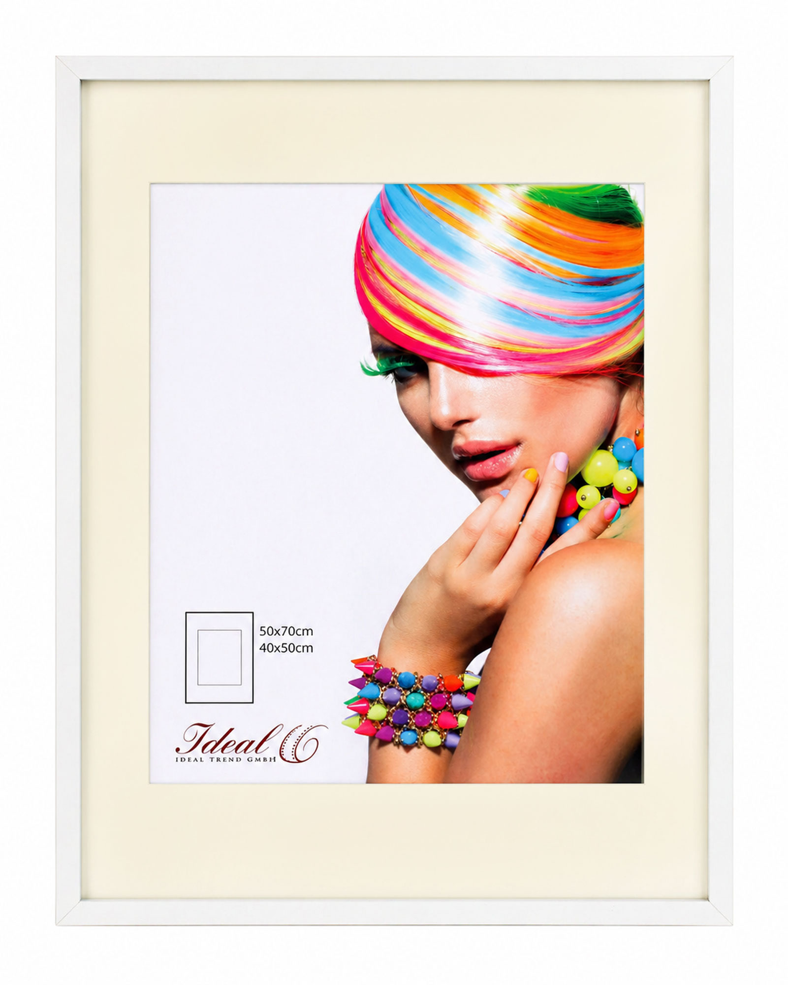 3D Objektrahmen Bilderrahmen mit Passepartout & gehärtetem Glas Holz MDF Rahmen Foto Poster - Farbe: Weiß | Format: 50x70