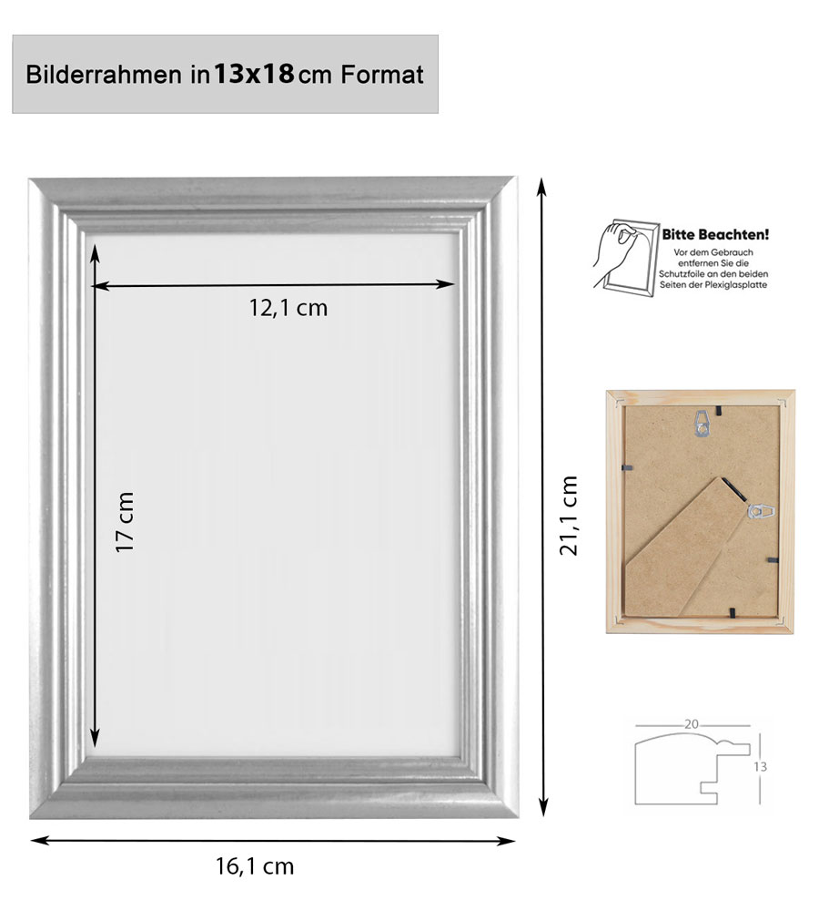 Artos Holz Bilderrahmen Acrylglas Plexi Lifestyle Foto Rahmen Collage Wanddeko Poster - Farbe: Schwarz | Format: 13x18