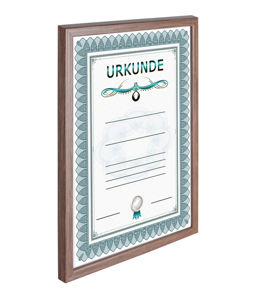Holz Dokument Bilderrahmen Urkunde Diplom Foto Rahmen Plexi S111 Poster - Farbe: Braun | Format: 29,7x42 A3