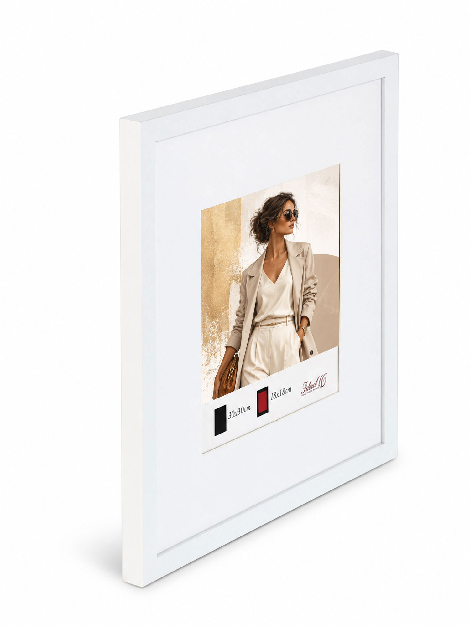 Kunststoff Bilderrahmen Modern Style mit gehärtetem Glas & Passepartout Blockprofil Collage Foto Rahmen Wanddeko für Fotowand - Farbe: Weiß | Format: 30x30 | Pack: 10
