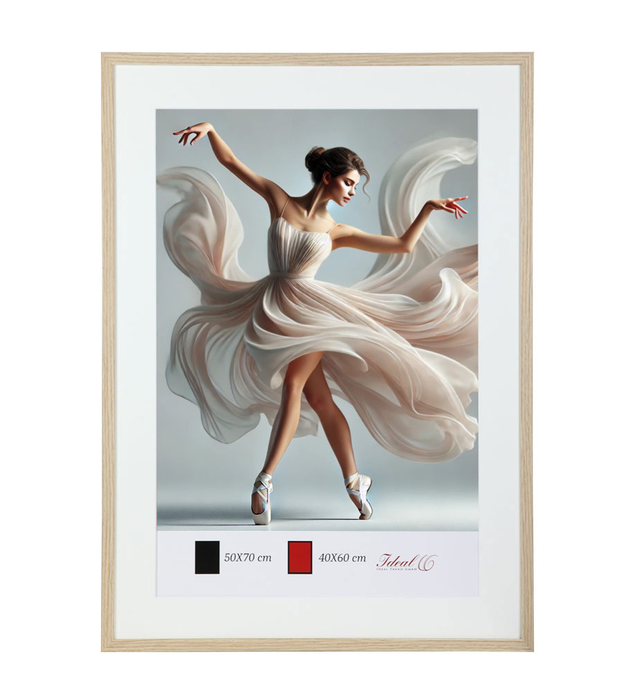 Holzbilderrahmen mit Passepartout Elegantes Design Foto Rahmen Collage Wanddeko HR-5 Poster - Farbe: Eiche | Format: 50x70