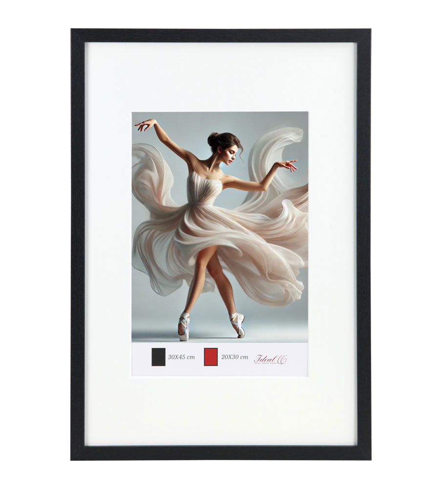 Holzbilderrahmen mit Passepartout Elegantes Design Foto Rahmen Collage Wanddeko HR-5 Poster - Farbe: Schwarz | Format: 30x45