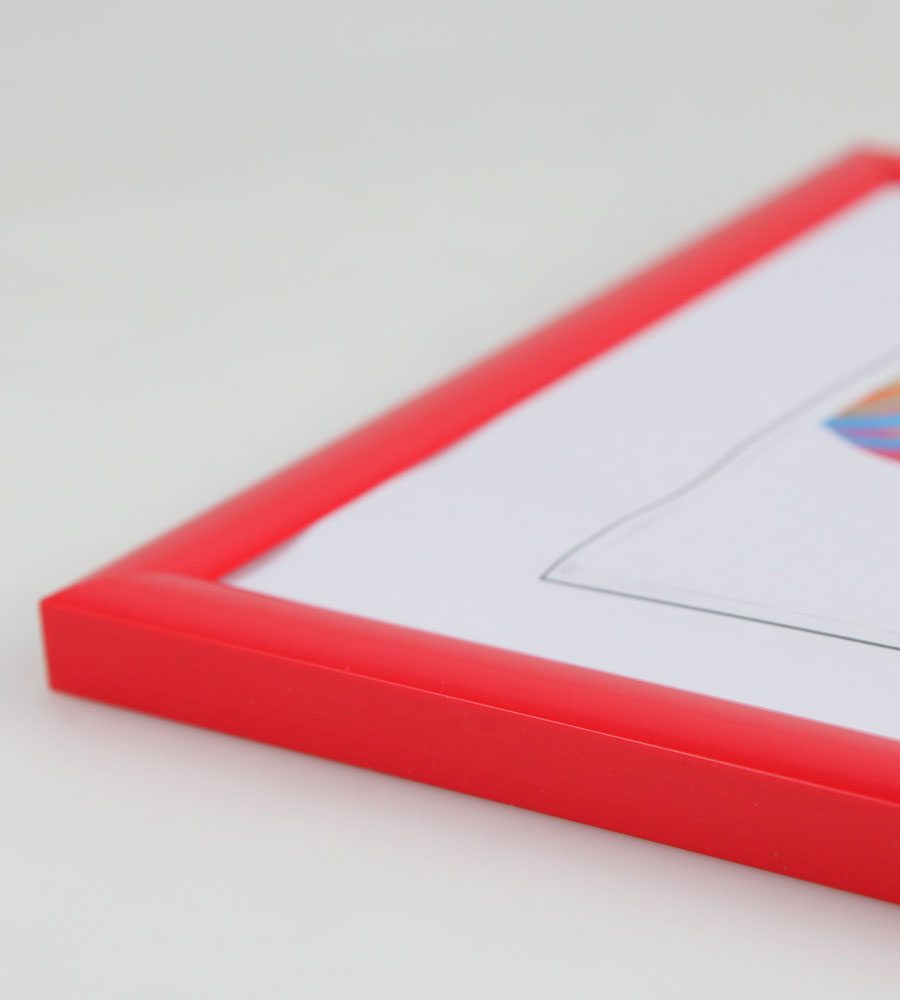Moderner Bilderrahmen mit echtem Glas für wertvolle Erinnerungen Bilder Foto Rahmen mit abgerundetem Profil - Farbe: Rot | Format: 50x50
