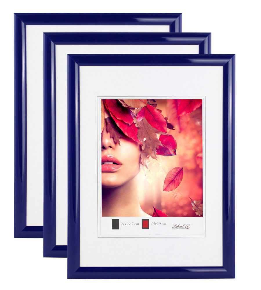 3er 5er Pack Art Line Kunststoff Bilderrahmen Wanddeko Collage Poster Fotorahmen Bildträger - Pack: 3er | Farbe: Blau | Format: 30x45