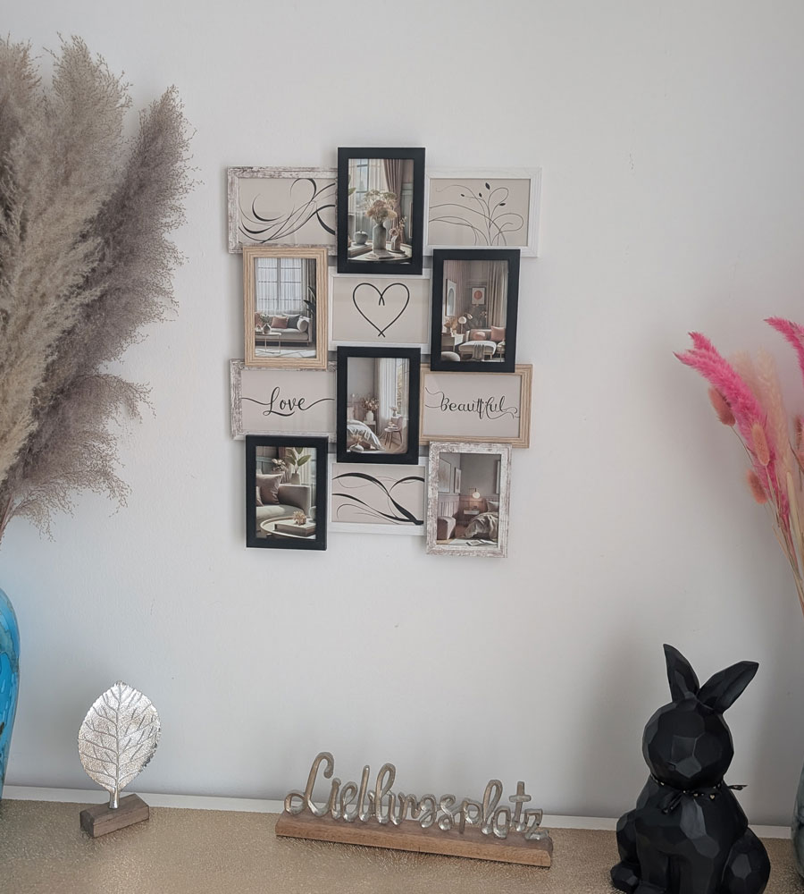 Stilvolle Momente – Bilderrahmen Collage für 12 Fotos | Galerierahmen Wanddeko für Fotowand & Geschenkideen -