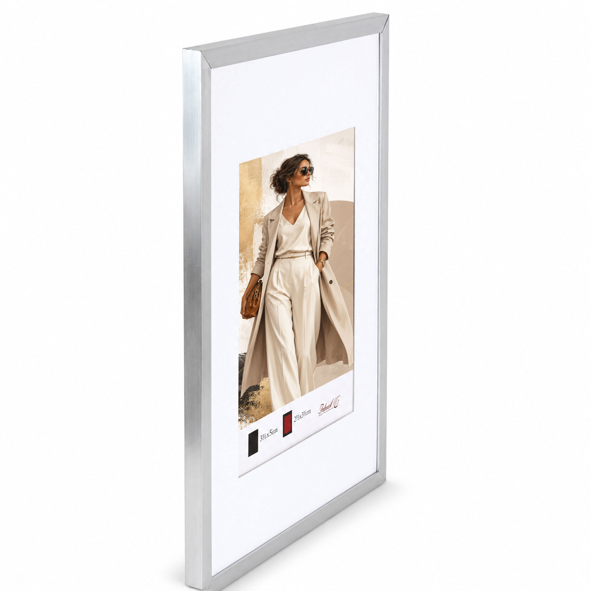 Kunststoff Bilderrahmen Modern Style mit gehärtetem Glas & Passepartout Blockprofil Collage Foto Rahmen Wanddeko für Fotowand - Farbe: Silber | Format: 30x45 | Pack: 3