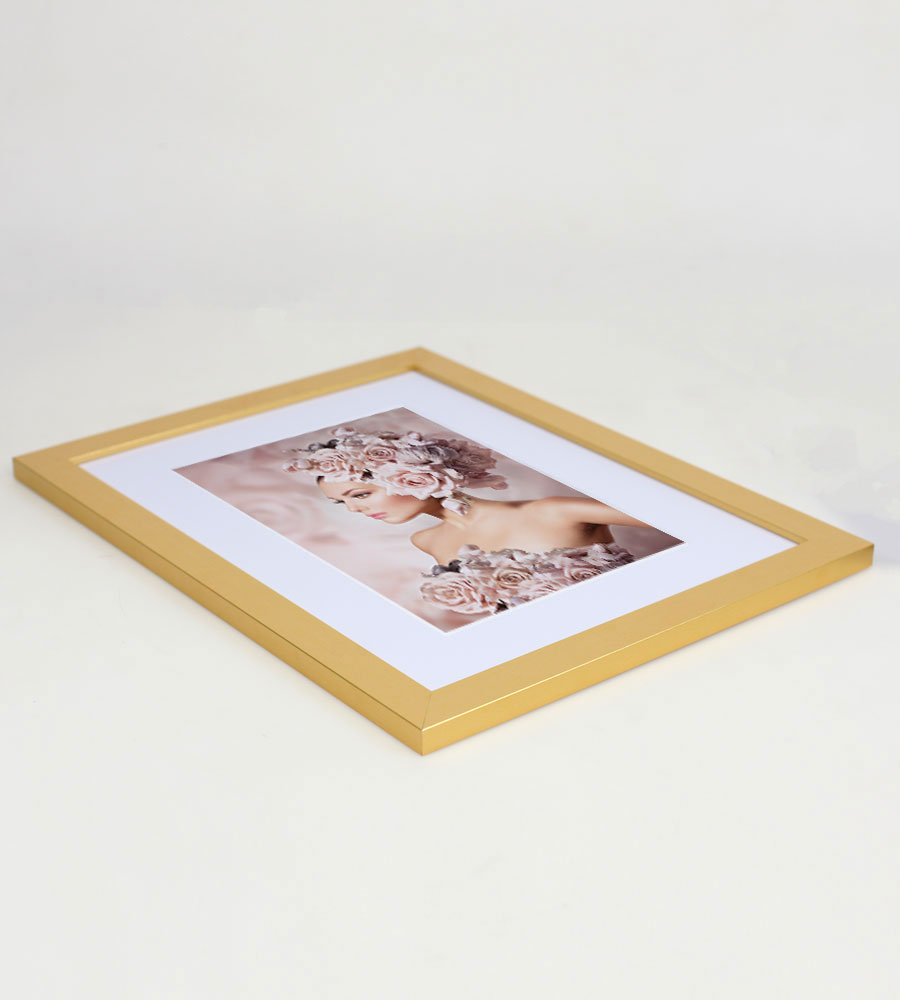 Bilderrahmen Holz Rahmen Plexi Acryl Collage Wanddeko Poster quadratisch S215 - Farbe: Gold | Format: 30x40