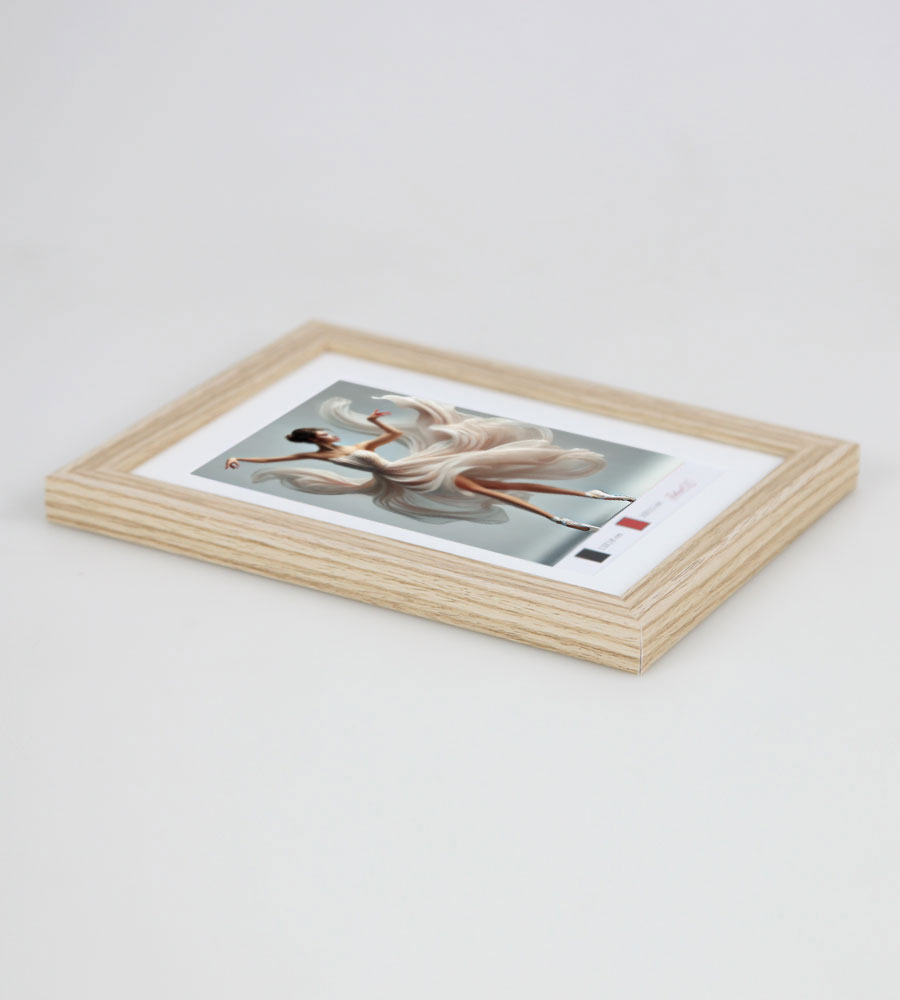Holzbilderrahmen mit Passepartout Elegantes Design Foto Rahmen Collage Wanddeko HR-5 Poster - Farbe: Eiche | Format: 13x18
