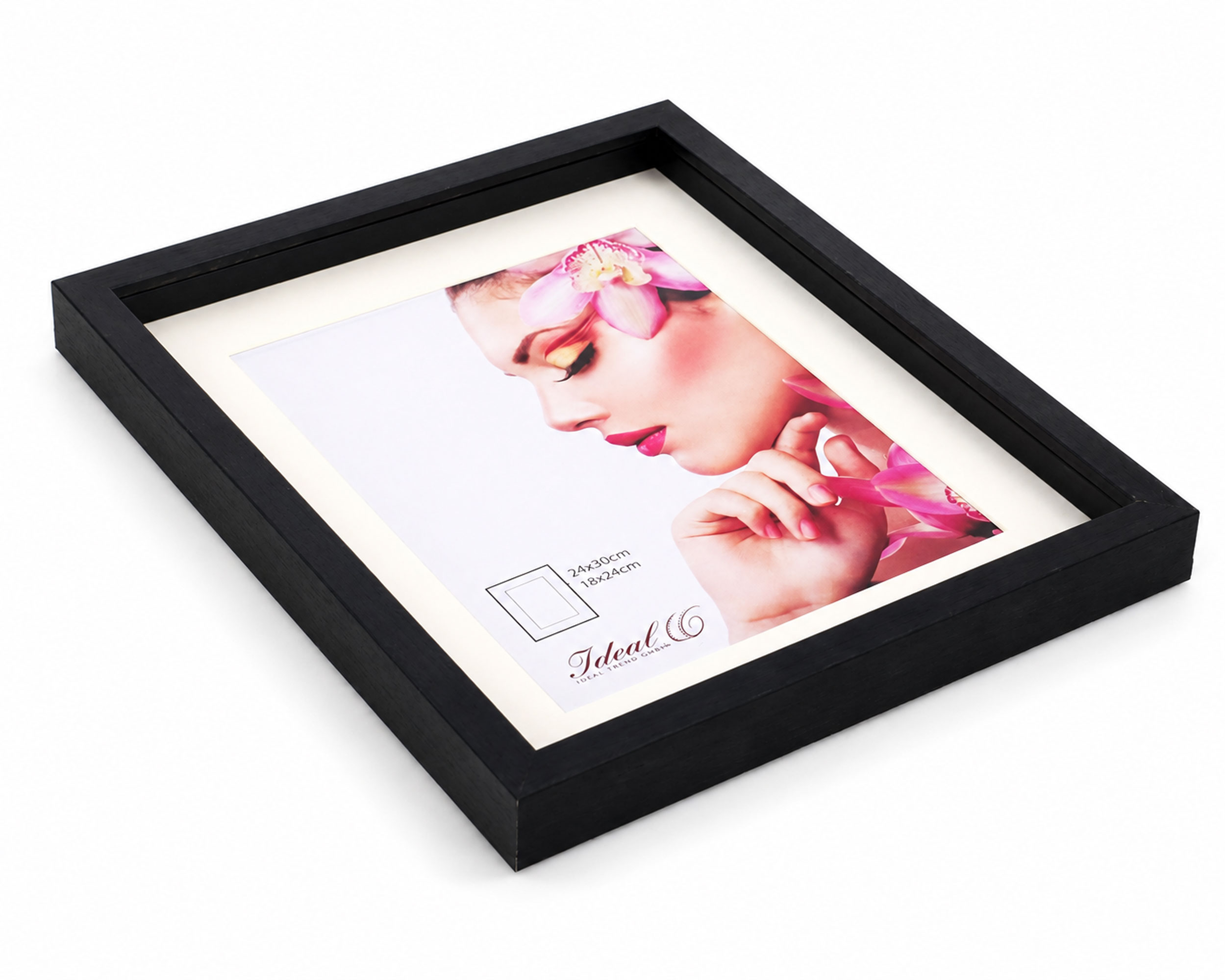 3D Objektrahmen Holz Bilderrahmen Wanddeko Collage Poster Shirt Trikot Rahmen HR - Farbe: Schwarz | Format: 24x30