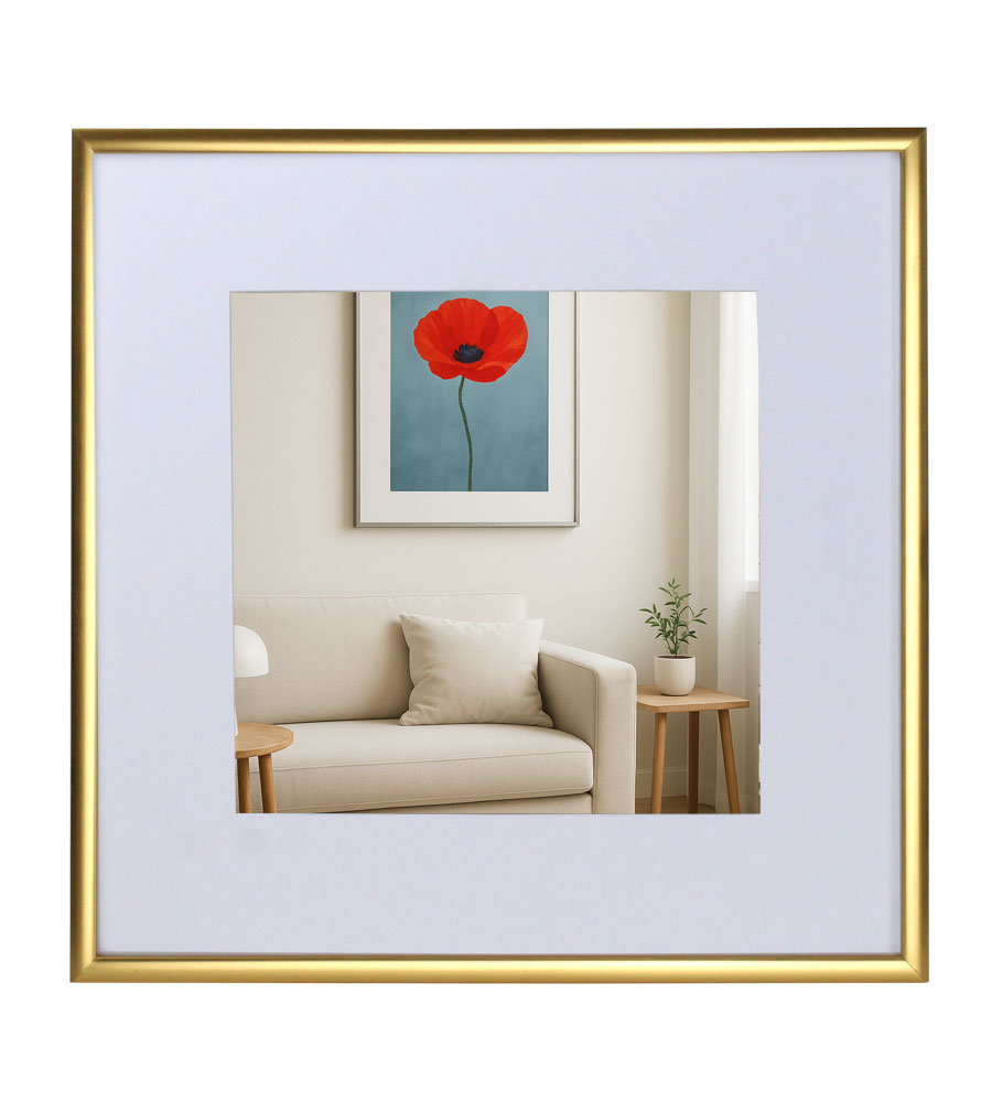 New Lifestyle Kunststoff Bilderrahmen mit Passepartout & Klarglas Collage Wanddeko Poster - Farbe: Gold | Format: 30x30