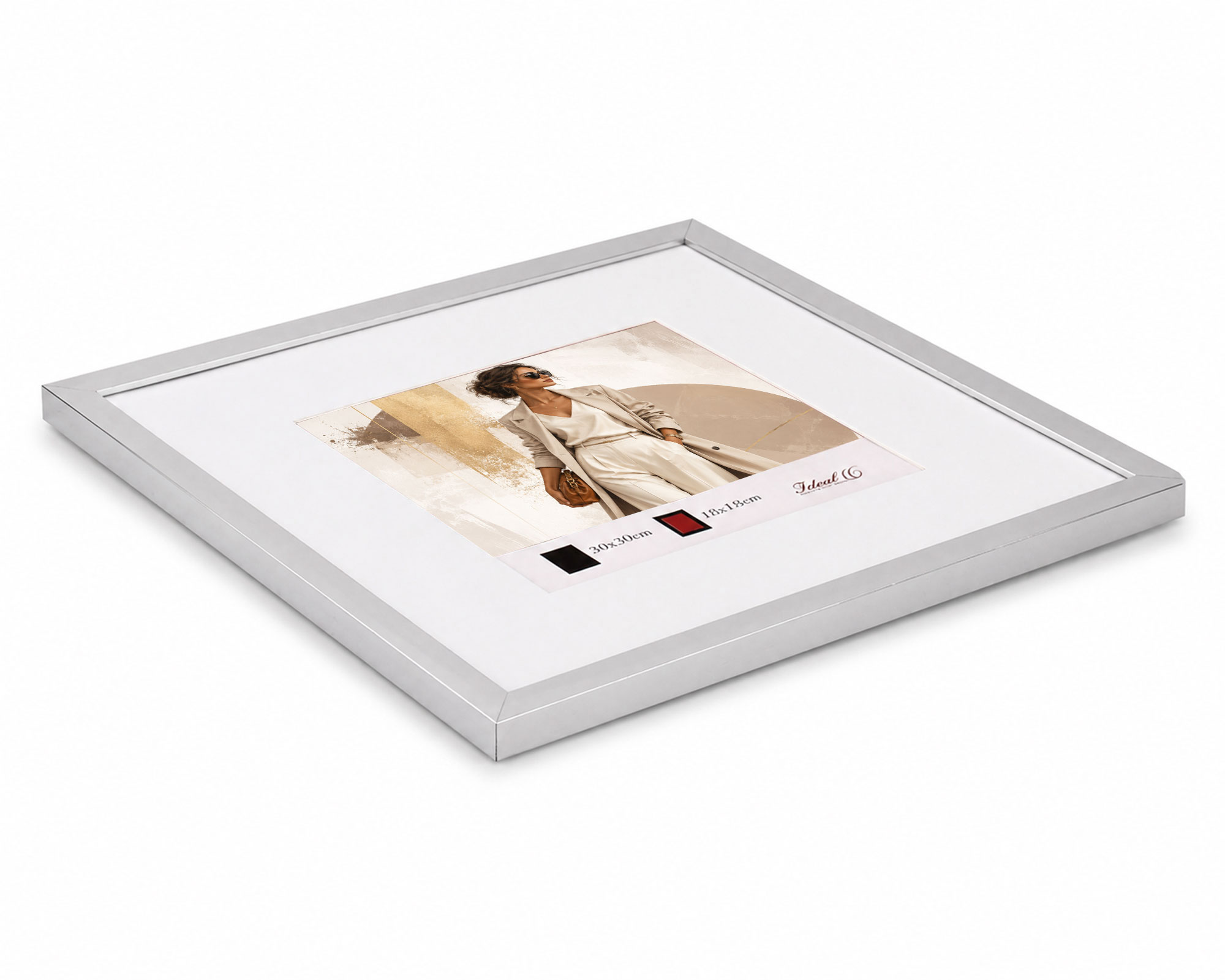 Kunststoff Bilderrahmen Modern Style mit gehärtetem Glas & Passepartout Blockprofil Collage Foto Rahmen Wanddeko für Fotowand - Farbe: Silber | Format: 30x30 | Pack: 3