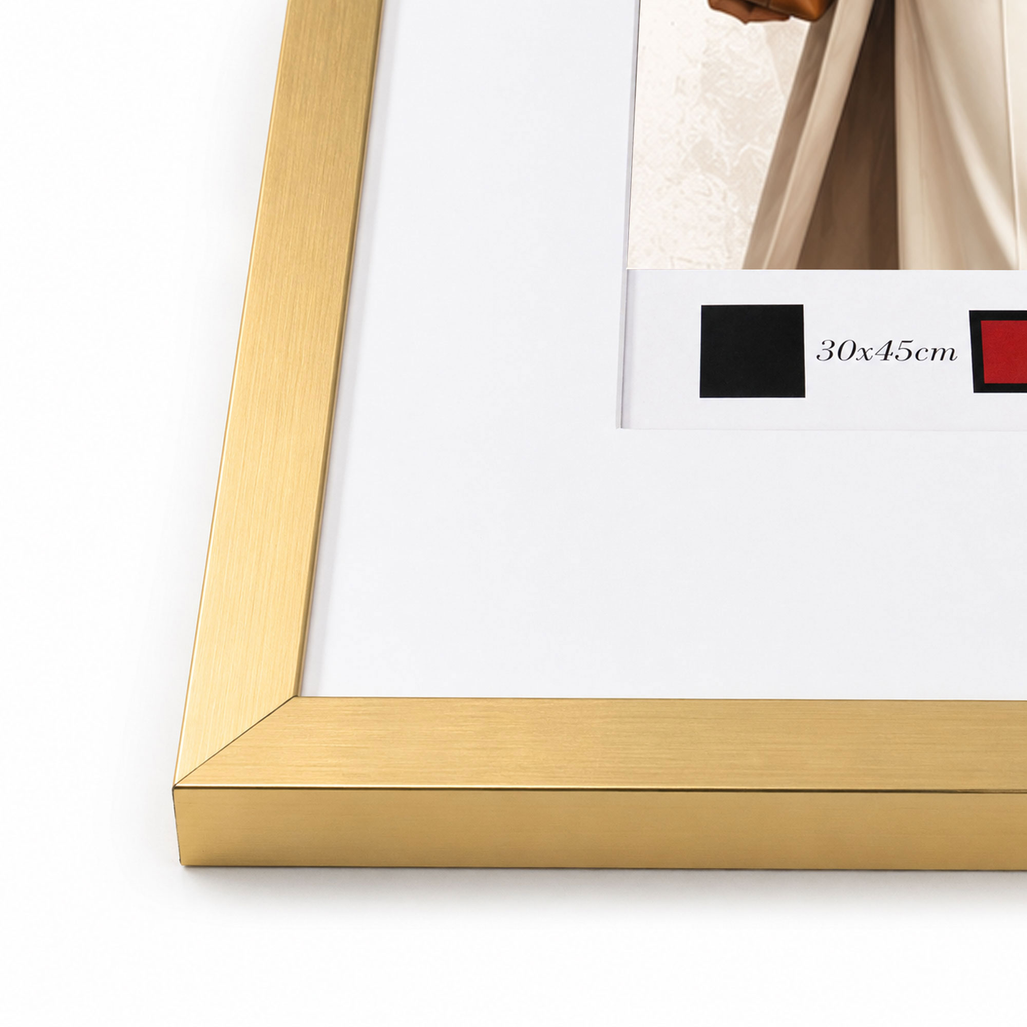Kunststoff Bilderrahmen Modern Style mit gehärtetem Glas & Passepartout Blockprofil Collage Foto Rahmen Wanddeko für Fotowand - Farbe: Gold | Format: 50x70 | Pack: 3