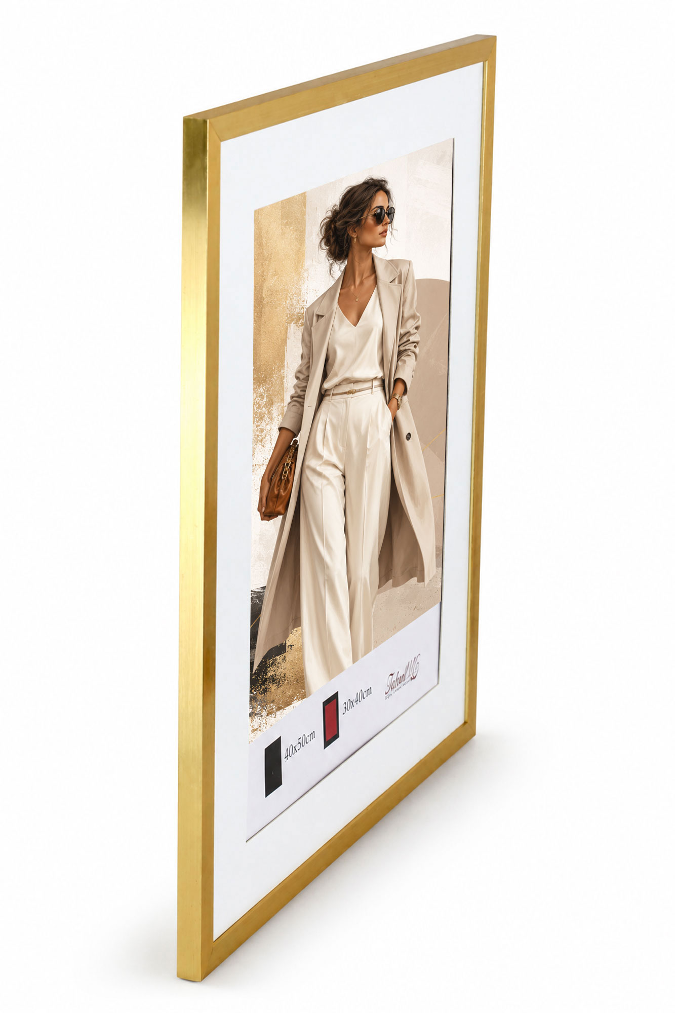 Kunststoff Bilderrahmen Modern Style mit gehärtetem Glas & Passepartout Blockprofil Collage Foto Rahmen Wanddeko für Fotowand - Farbe: Gold | Format: 40x50 | Pack: 3