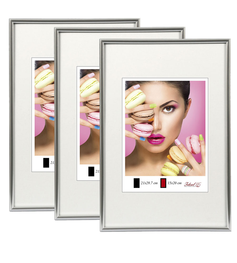 2er 3er 5er Pack Photo Style Set Bilderrahmen Wanddeko Collage Poster Kunststoff Rahmen - Pack: 3er | Farbe: Silber | Format: 50x70