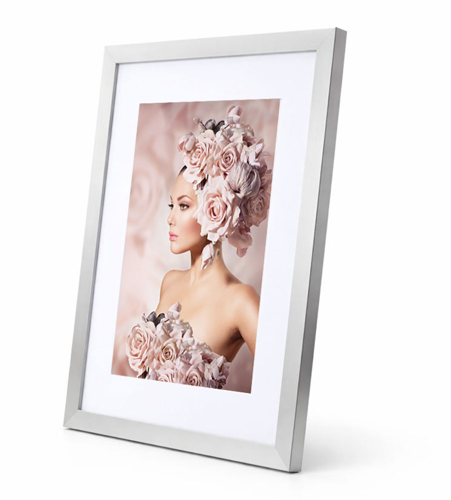 Bilderrahmen Holz Rahmen Plexi Acryl Collage Wanddeko Poster quadratisch S215 - Farbe: Silber | Format: 40x60