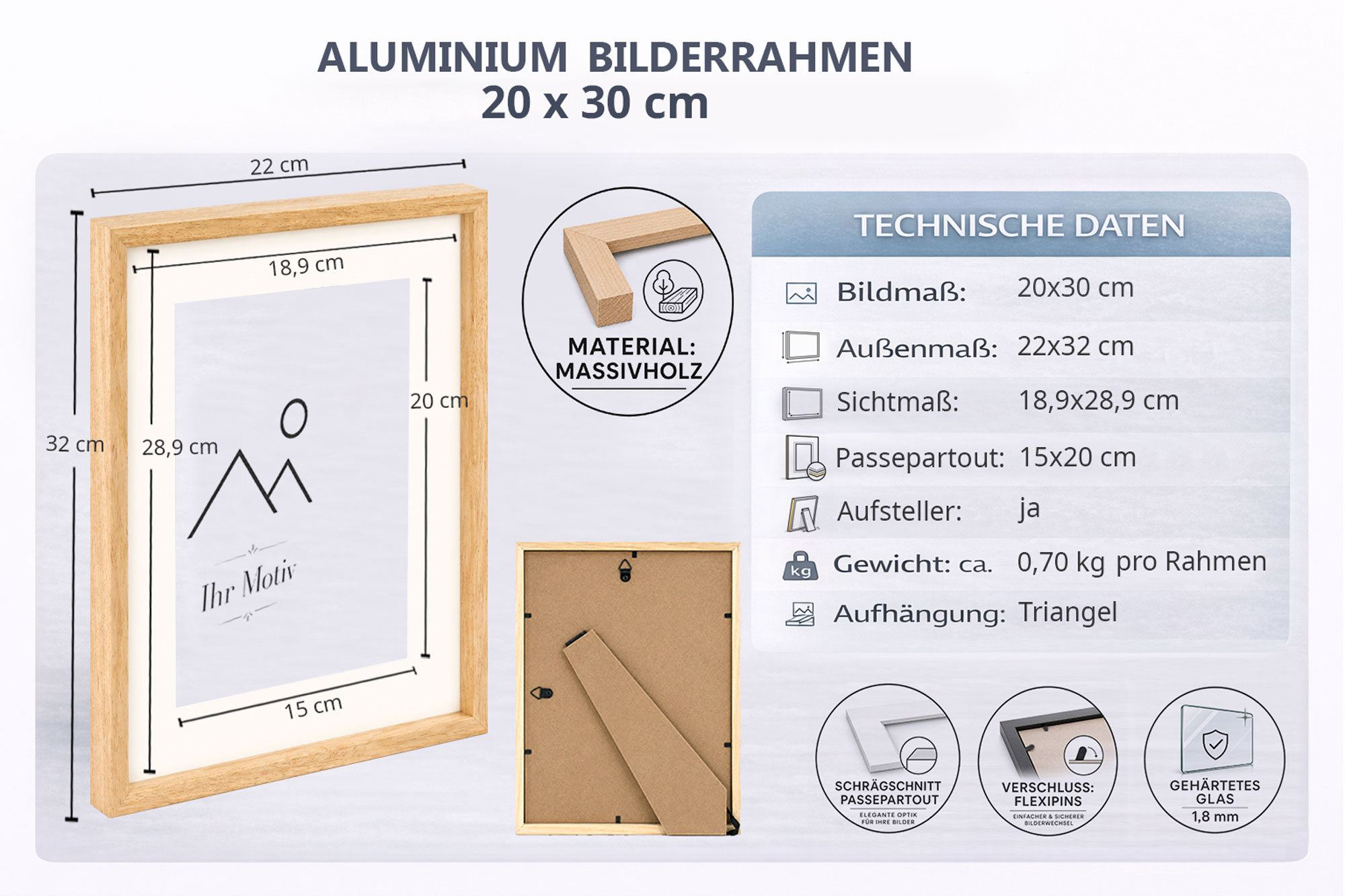 3D Objektrahmen Holz Bilderrahmen Wanddeko Collage Poster Shirt Trikot Rahmen HR - Farbe: Schwarz | Format: 20x30