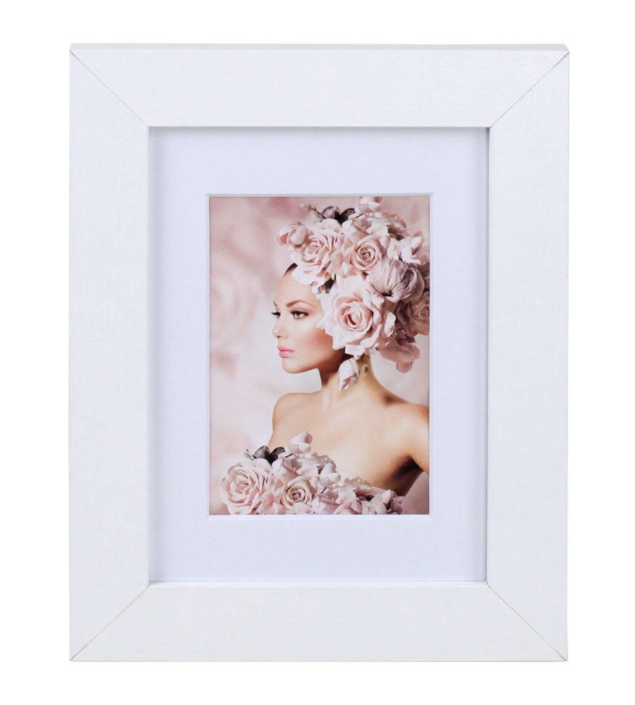 Bilderrahmen Holz Rahmen Plexi Acryl Collage Wanddeko Poster quadratisch S215 - Farbe: Weiß | Format: 13x18