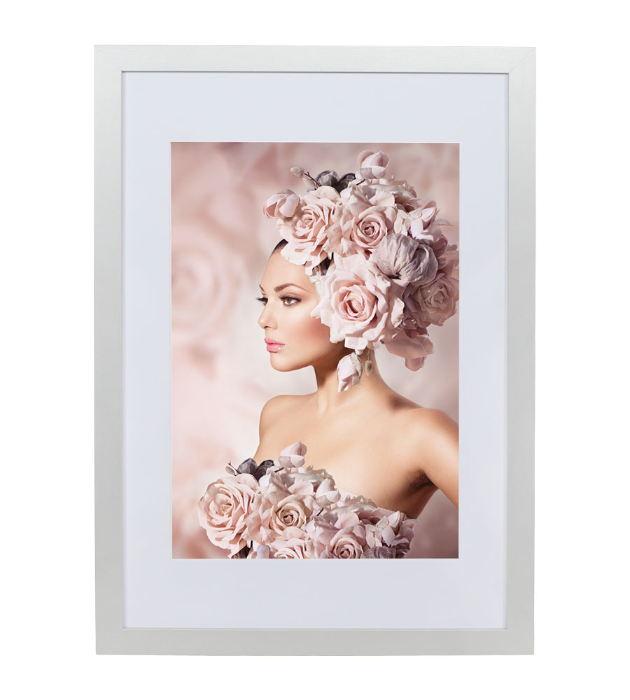 Bilderrahmen Holz Rahmen Plexi Acryl Collage Wanddeko Poster quadratisch S215 - Farbe: Silber | Format: 40x60