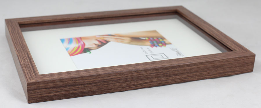 3D Objektrahmen Bilderrahmen mit Passepartout & gehärtetem Glas Holz MDF Rahmen Foto Poster - Farbe: Braun | Format: 30x45