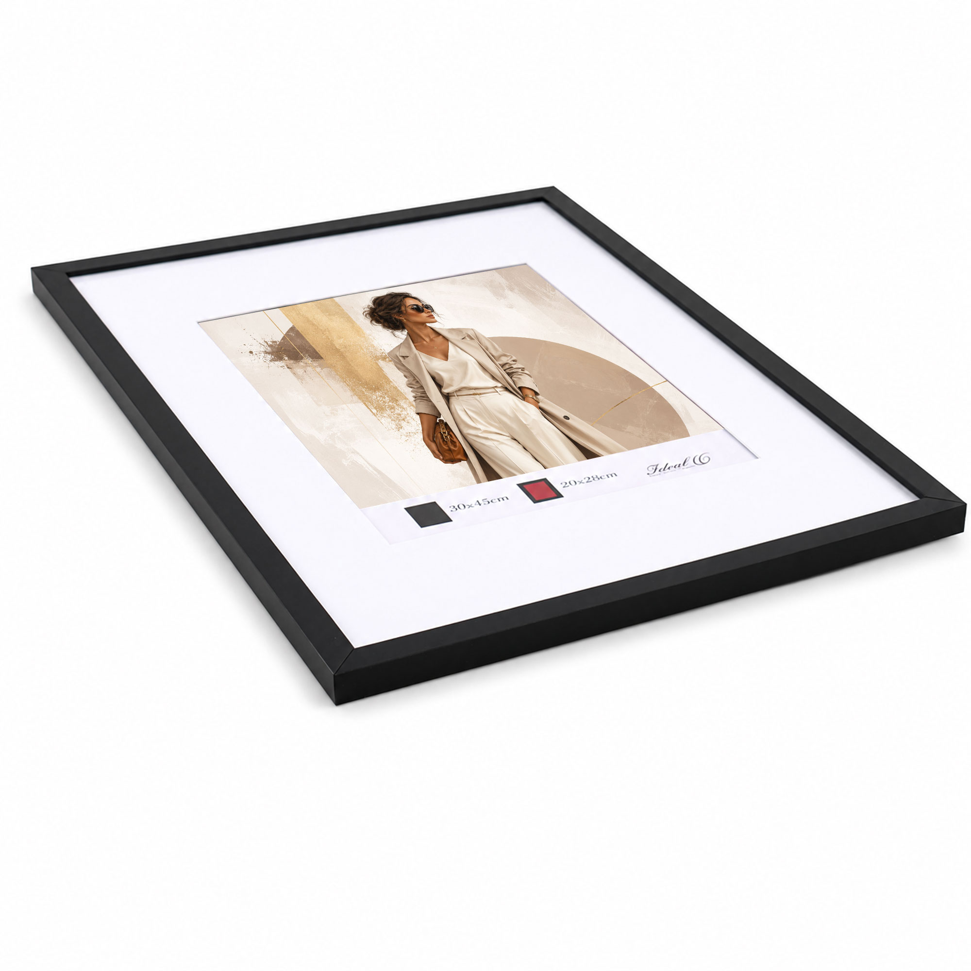 Kunststoff Bilderrahmen Modern Style mit gehärtetem Glas & Passepartout Blockprofil Collage Foto Rahmen Wanddeko für Fotowand - Farbe: Schwarz | Format: 30x45 | Pack: 10