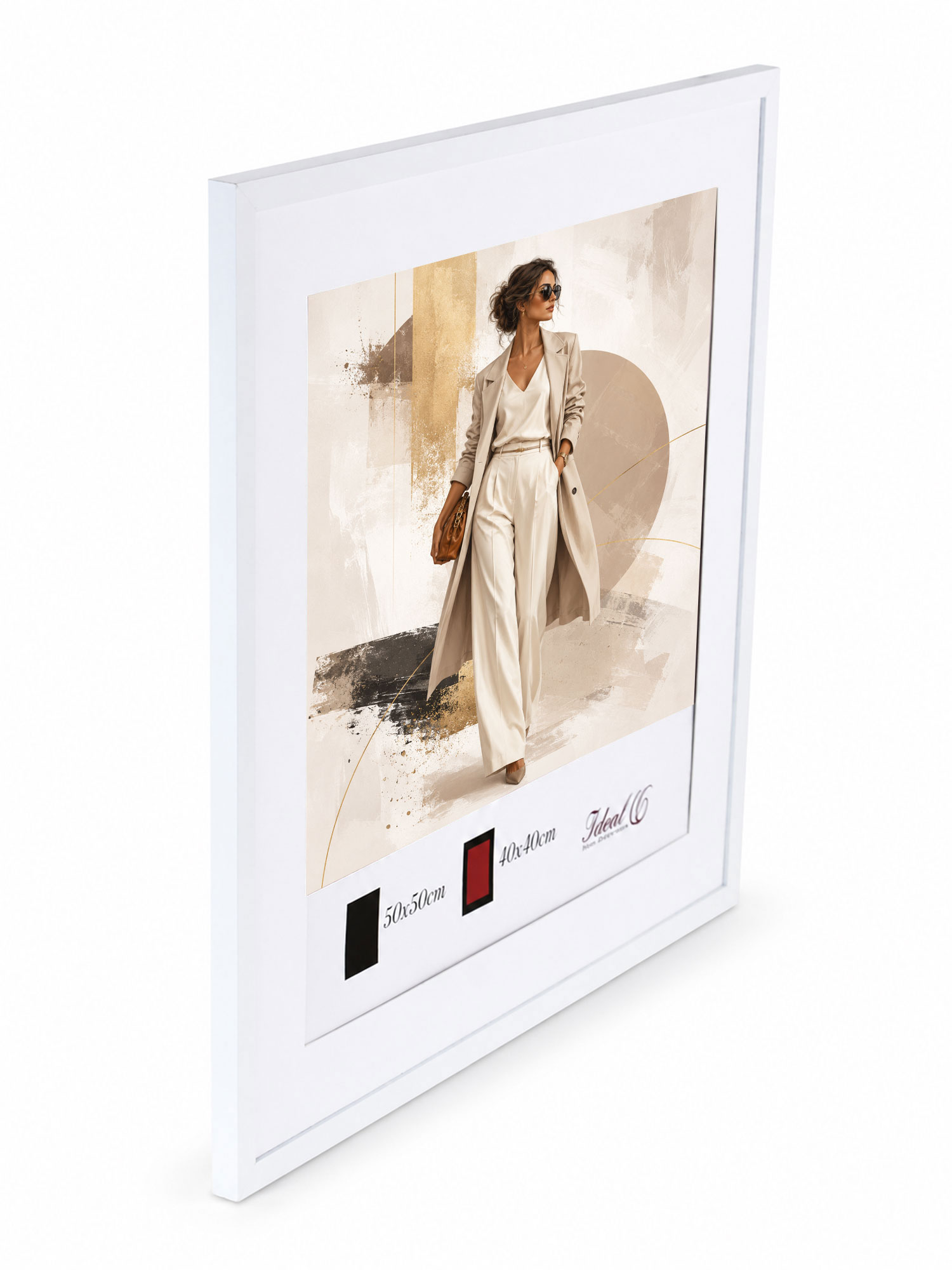 Kunststoff Bilderrahmen Modern Style mit gehärtetem Glas & Passepartout Blockprofil Collage Foto Rahmen Wanddeko für Fotowand - Farbe: Weiß | Format: 50x50 | Pack: 10