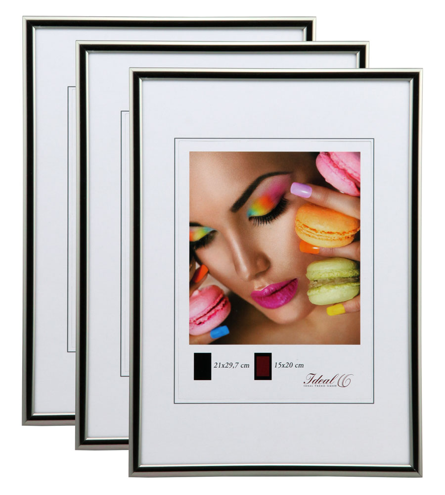 New Lifestyle Set Bilderrahmen Wanddeko Collage Poster Rahmen 2er 3er 5er Pack - Pack: 3er | Farbe: Stahl | Format: 30x30