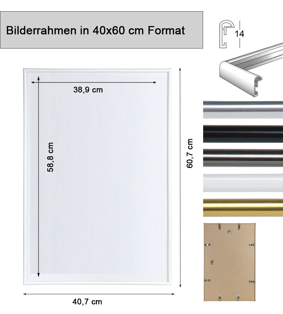 2er 3er 5er Pack Photo Style Set Bilderrahmen Wanddeko Collage Poster Kunststoff Rahmen - Pack: 3er | Farbe: Silber | Format: 40x60
