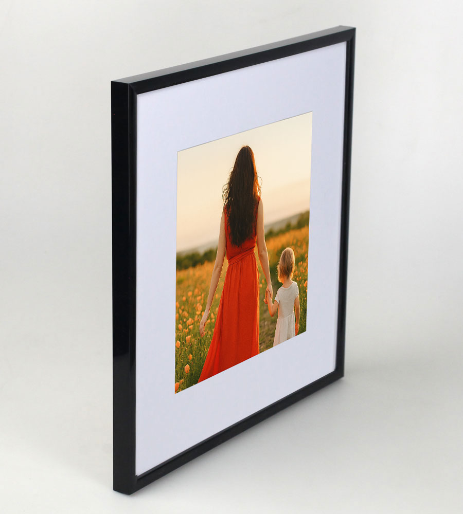 New Lifestyle Kunststoff Bilderrahmen mit Passepartout & Kunststoffglas Collage Wanddeko Poster Hoch- & Querformat - Farbe: Schwarz | Format: 30x30