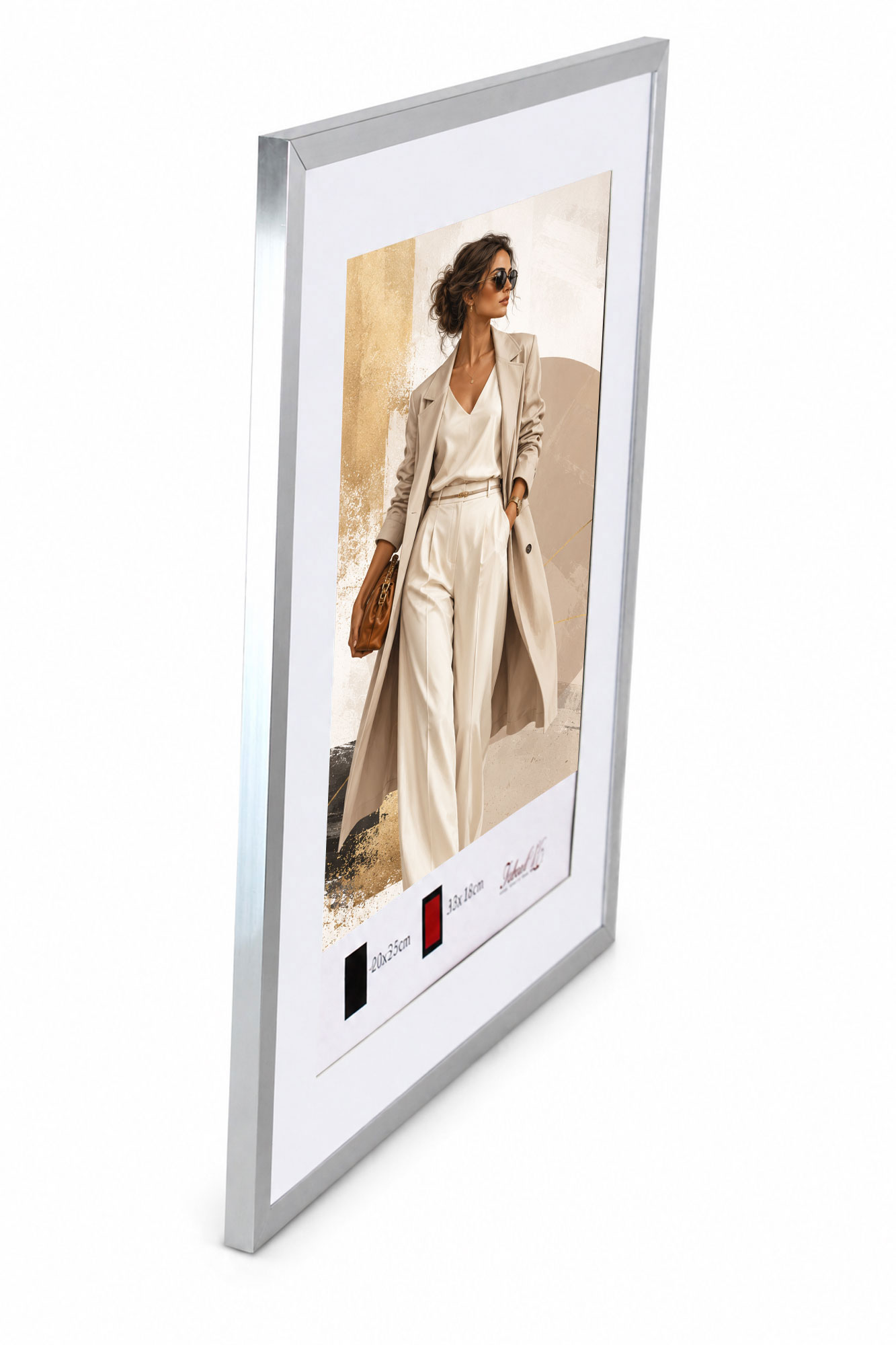 Kunststoff Bilderrahmen Modern Style mit gehärtetem Glas & Passepartout Blockprofil Collage Foto Rahmen Wanddeko für Fotowand - Farbe: Silber | Format: 40x50 | Pack: 10