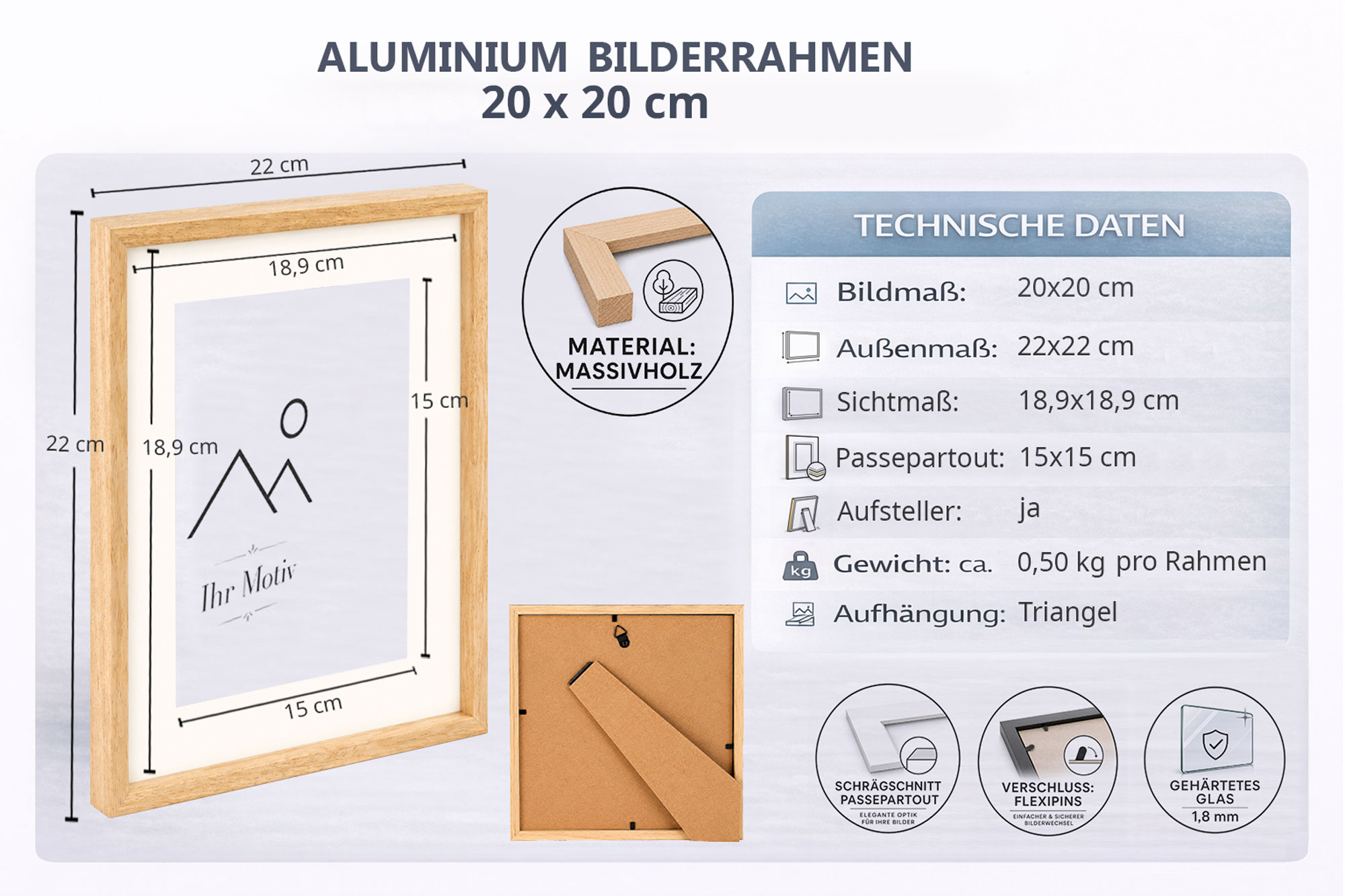 3D Objektrahmen Holz Bilderrahmen Wanddeko Collage Poster Shirt Trikot Rahmen HR - Farbe: Schwarz | Format: 20x20