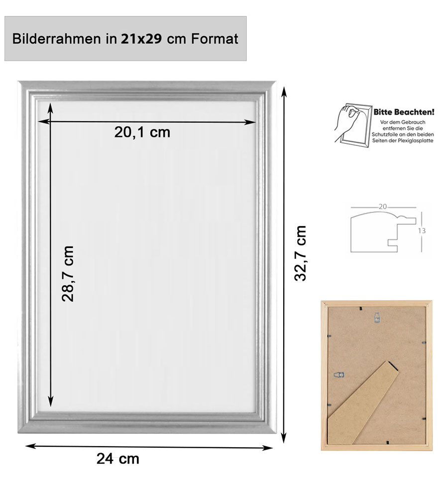 Artos Holz Bilderrahmen Acrylglas Plexi Lifestyle Foto Rahmen Collage Wanddeko Poster - Farbe: Weiß | Format: 21x29,7 DIN A4