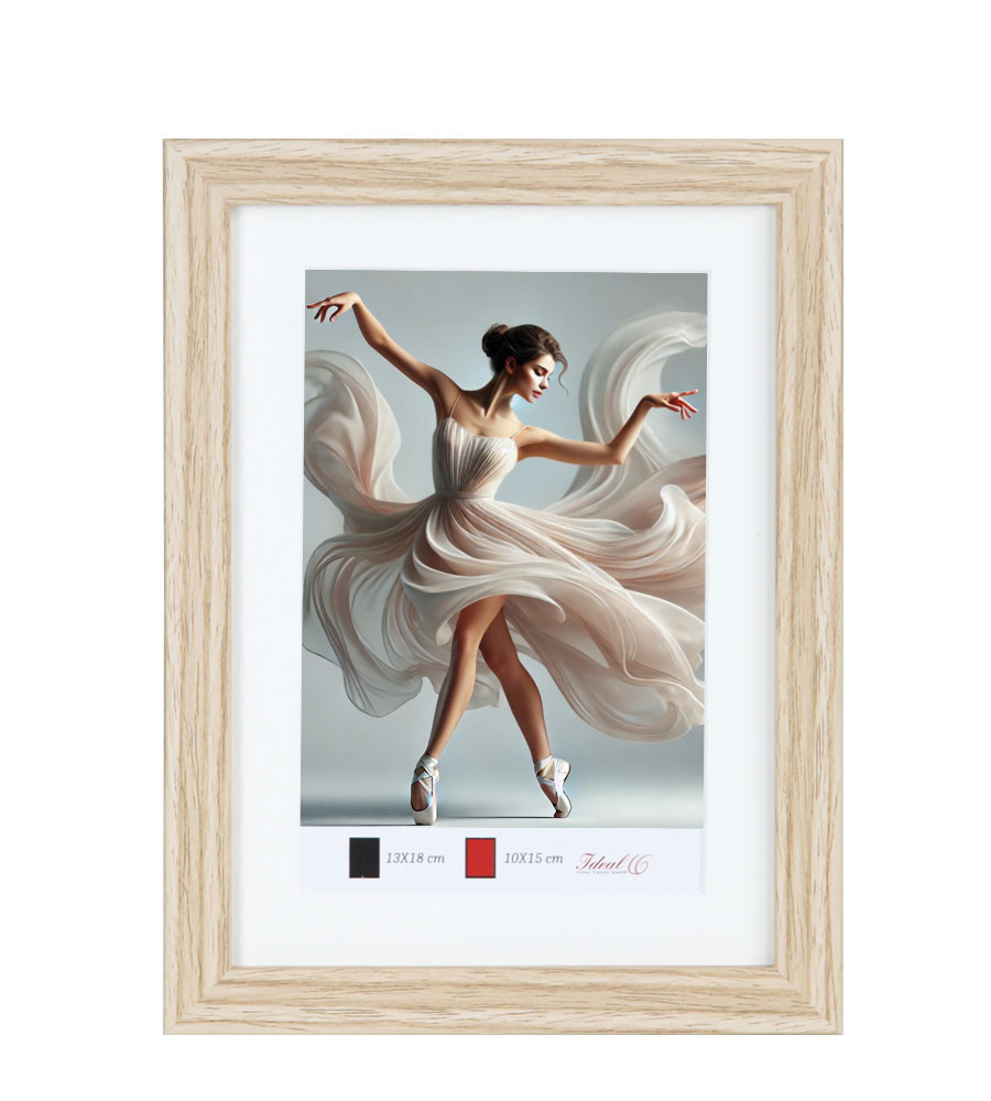 Holzbilderrahmen mit Passepartout Elegantes Design Foto Rahmen Collage Wanddeko HR-5 Poster - Farbe: Eiche | Format: 13x18