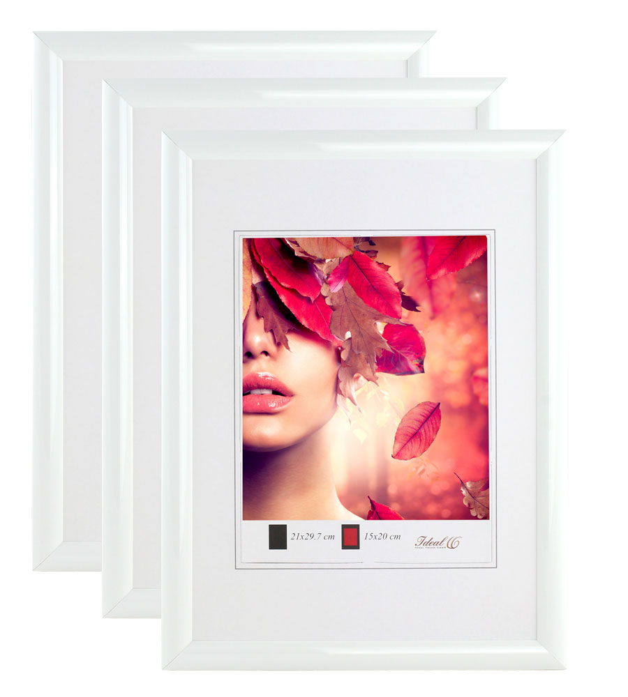 3er 5er Pack Art Line Kunststoff Bilderrahmen Wanddeko Collage Poster Fotorahmen Bildträger - Pack: 3er | Farbe: Weiß | Format: 29,7x42 DIN A3