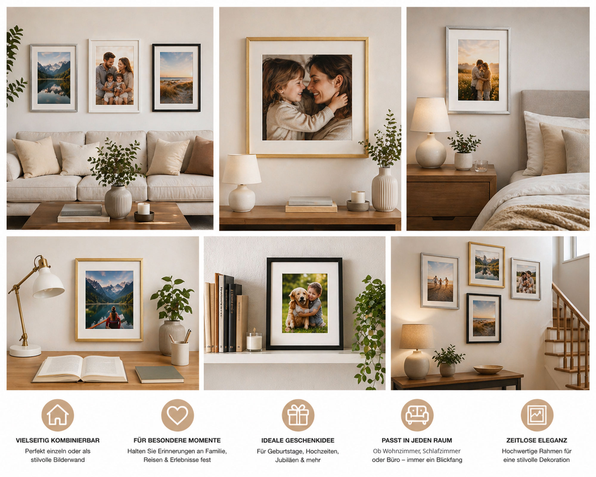3D Objektrahmen Bilderrahmen mit Passepartout & gehärtetem Glas Holz MDF Rahmen Foto Poster - Farbe: Gold-Antik | Format: 30x40